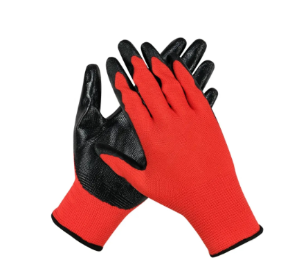 13 needle polyester flat dipped nitrile gloves