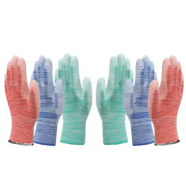 13 needle polyester PU palm coated gloves